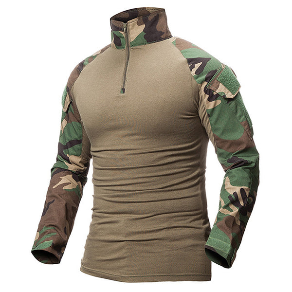 Tactical Mens 1/4 Zip T-Shirt Ripstop Long Sleeve