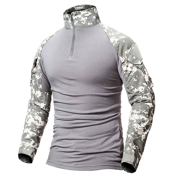 Tactical Mens 1/4 Zip T-Shirt Ripstop Long Sleeve