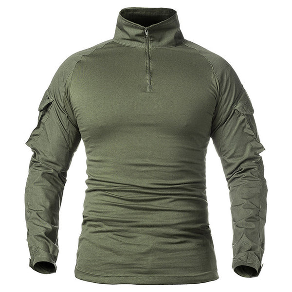 Tactical Mens 1/4 Zip T-Shirt Ripstop Long Sleeve