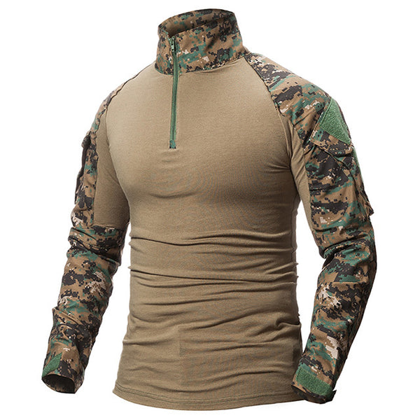 Tactical Mens 1/4 Zip T-Shirt Ripstop Long Sleeve