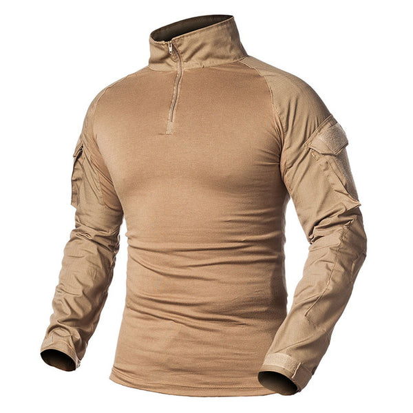 Tactical Mens 1/4 Zip T-Shirt Ripstop Long Sleeve