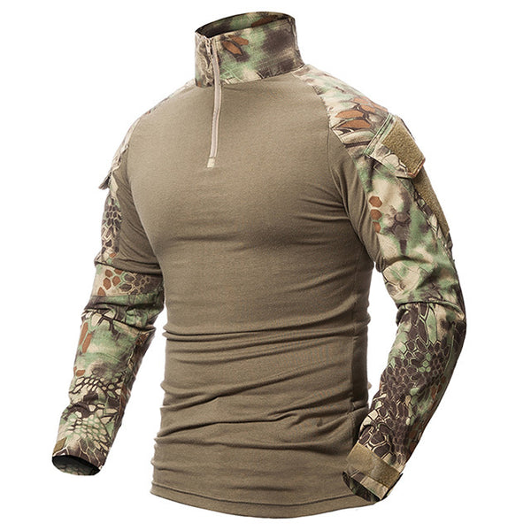 Tactical Mens 1/4 Zip T-Shirt Ripstop Long Sleeve