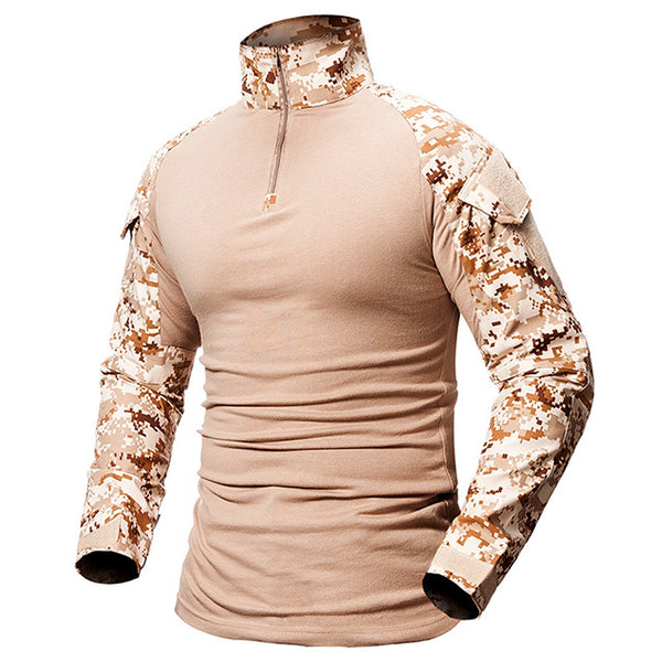 Tactical Mens 1/4 Zip T-Shirt Ripstop Long Sleeve