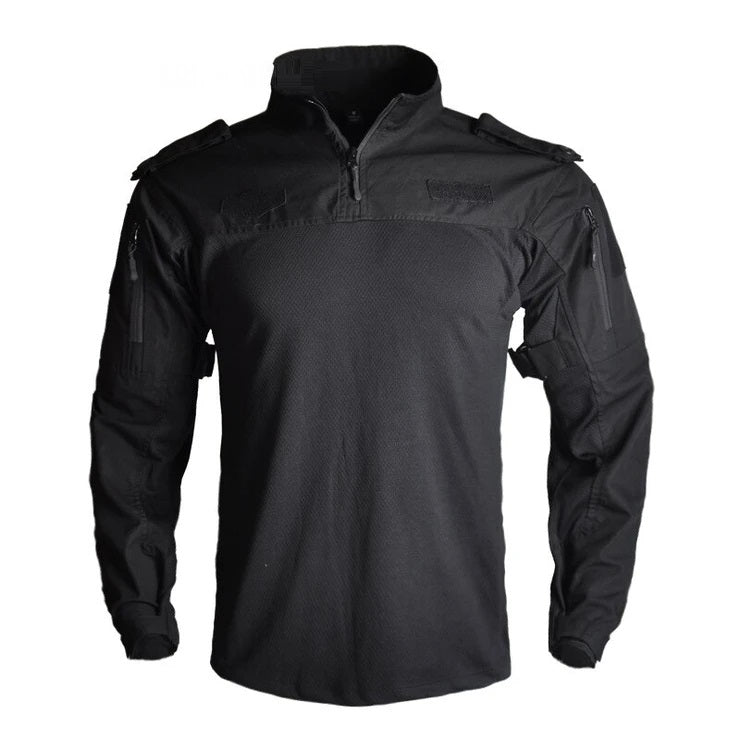 Tactical Mens T-Shirt Stand Collar Long Sleeve