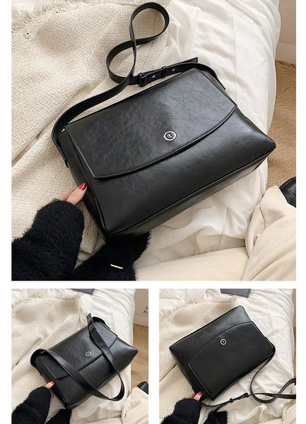 Women Retro Unicolor Messenger Bag