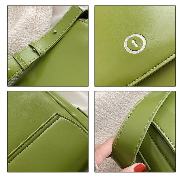 Women Retro Unicolor Messenger Bag