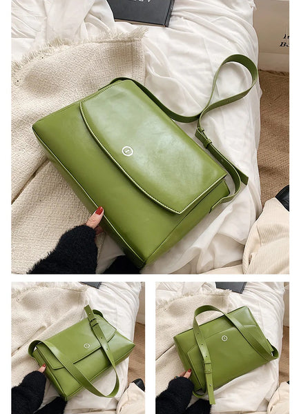 Women Retro Unicolor Messenger Bag