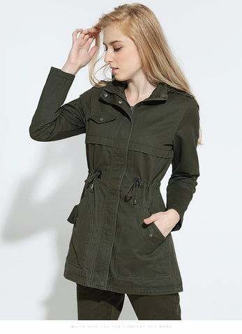 Women Vintage Military Trench Coat